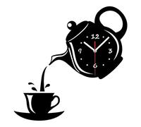 QSYJCCXD Reloj de Pared Taza de café Tetera de Bricolaje Reloj de Pared 3D Relojes de Pared Espejo de la Cocina Espacio Decorativo Sala de Estar decoración del hogar Reloj