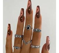 QSYJCCXD RETRO TAI CHI Star Luna Ring Set Ring Personalidad Joyería de anillo de articulación oscura