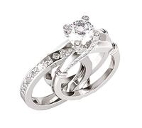 QSYJCCXD Rings de mujeres, 2 en 1 Combinación creativa Conjunto de anillos con circón y anillo de moda versátil Regalos de San Valentín para la esposa de la novia