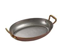 QSYJCCXD Sartén ovalada en español, sartén antiadherente de acero inoxidable, manijas remachadas, lavavajillas, hojas de cocina de paella para casas o restaurantes/oro retro/18 cm