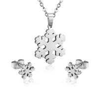 QSYJCCXD Set unisex unisex de acero inoxidable Pendientes de collar de 18 pulgadas Flake Y36-Silver chapado en