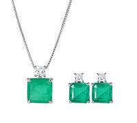QSYJCCXD Simulación esmeralda gemstone colgante/collar/aretes de tachuelas Juegos de joyas de boda