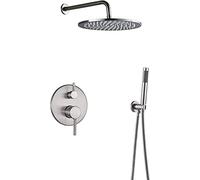 QSYJCCXD Sistema de Ducha Montaje de Pared Grifo de Ducha Juego de Ducha de Lluvia de latón Combo Combo Combo de níquel Cepillado y Kit de Adornos de Ducha con rociador de Mano y Cabezal