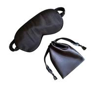 QSYW Antifaz para dormir de seda para dormir, cubierta de ojos de satén, máscara de ojos de satén para dormir, bolsa de almacenamiento de seda, color negro oscuro