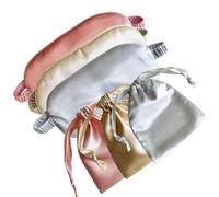 QSYW Antifaz para dormir de seda para dormir, cubierta de ojos de satén, máscara de ojos de satén para dormir, bolsa de almacenamiento de seda, mixcolor, 3 unidades
