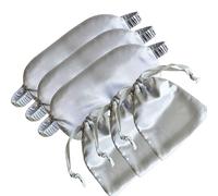 QSYW Antifaz para dormir de seda para dormir, cubierta de ojos de satén, máscara de ojos de satén para dormir, bolsa de almacenamiento de seda, color plateado, 3 unidades