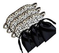 QSYW Antifaz para dormir de seda para dormir, cubierta de ojos de satén, máscara de ojos de satén para dormir, bolsa de almacenamiento de seda, leopardo, 3 unidades