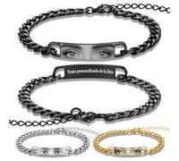 QSZ Pulsera Personalizada Con Foto de Pareja Grabable Con Fotos Nombre Texto Icono Ideal Como Regalo de Cumpleaños Para Parejas Amigos Familiares (Pulsera con ojo)