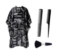 QSZHSL Capa Peluqueria Capa de Barbero Profesional Capa para Cortar Cabello, apa de Peluquería con Cepillo y Peineta, Peluquería Mandil Barbero, Capas de Barbero para Uso en Estudio y Hogar (4 Pcs)