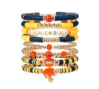 Qszmjo Pulseras para el día del juego para mujer, pulsera de cuentas de fútbol, apilable, deportiva, accesorios de joyería para mamá, One Size, Arcilla polimérica, Sin piedra preciosa