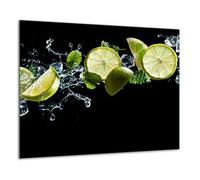 QTA - Placa protectora de vitrocerámica 60 x 52 cm 1 pieza cocina eléctrica universal para inducción protección contra salpicaduras tabla de cortar de vidrio templado como decoración Limon