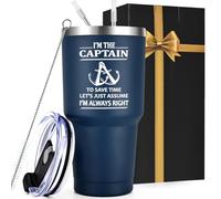 Qtencas Regalos de navegación para hombres, I'm The Captain & I'm Always Right - Vaso de viaje aislado de acero inoxidable, para el día del padre, cumpleaños, Navidad, para hombres, navegantes,