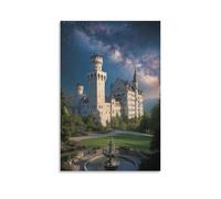 QTIVARLEN Castillo Neuschwanstein Cuadro En Lienzo Cuadros Decoracion Landmark Edificio Pinturas Murales Cuadros Modernos Impresiones Lienzo Para Dormitorio Salon Poster 12x18inch(30x45cm)