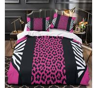 QTIVARLEN Tres Piezas Microfibra Impresión 3D Pink Leopard Print Funda Edredon Diseño 3D Fundas Almohada Antibacteriana Modern Animal Funda de Edredón for Familia Double（200x200cm）