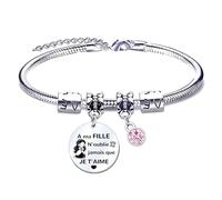QTQTLP - Pulsera para niña, regalo de cumpleaños, niña, niño, diseño de Mi hija, L, Acero inoxidable, No es una piedra preciosa