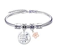 QTQTLP - Pulsera para niña, regalo de cumpleaños, niña, niño, diseño de Mi hija, L, Acero inoxidable, No es una piedra preciosa