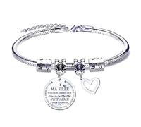 QTQTLP - Pulsera para niña, regalo de cumpleaños, niña, niño, diseño de Mi hija, L, Acero inoxidable, No es una piedra preciosa