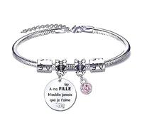 QTQTLP Regalo Niña Pulseras Mujer Idee Regalo Adolescente Chica Colgante Pulseras, L, Acero inoxidable Plata