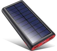 QTshine Batería Externa Solar 26800mAh, Cargador Solar Alta Capacidad con 2 Ports 2.1A Output, Cargador Portátil Movil con 4 LED Luces de visualización, Power Bamk para iPhone 16/15/14PRO,Huawei y más