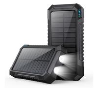 QTshine Cargador Solar 26800mAh, PD 15W Batería Externa USB C Cargador Portátil con 3 Salidas, Carga Rápida Power Bank con 2 Linterna ultrabrillante para Smartphone, Tableta, Acampada Aire Libre etc