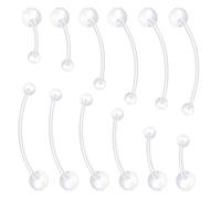 QttvbTna 12 piercings de ombligo para embarazo, deportes y postoperatoria, flexibles, acrílicos transparentes, hipoalergénicos, con longitudes ajustables