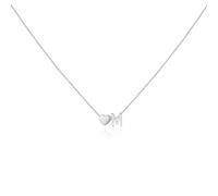 QttvbTna Collar de corazón con letra M, collar de acero inoxidable con dije de letra de corazón pequeño, collares de joyería de moda para mujeres y niñas, plata, 45 cm