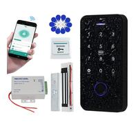 QTTY Bluetooth Tuya Kit de Sistema de Control de Acceso RFID IP68 Impermeable Biometría de Teclado RFID + Cerradura Electromagnética 180KG / 350lbs + 10pcs Llaveros 13.56MHz