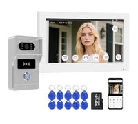 QttyElok 2 Hilos Videoportero WiFi Sistema de Intercomunicación 1080P, Timbre de Video y Pantalla Táctil de 7 zoll con Cable, Desbloqueo RFID &Tuya, Visión Nocturna, IP65, Grabación