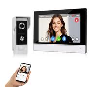 QTTYELOK 7 Pulgadas WiFi Sistema de Intercomunicación de Vídeo 1080P AHD Color Táctil Display Cámara de Visión Nocturna Infrarroja, Timbres de Vídeo Doméstico, Tuya Smart App Desbloqueado Remoto