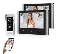 QttyElok Sistema de Intercomunicador de Vídeo WiFi Tuya para Casa, Timbre de Cámara Vídeo 1080P HD con 2 Monitores Pantalla IPS de 7 zoll, Visión Nocturna IR, Grabación, Audio Bidireccional