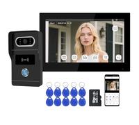 QttyElok Sistema de Videoportero WiFi 2 Hilos, 1080P HD Timbre de Video Cámara y Monitor, Pantalla Táctil IP de 7 Pulgadas, Visión Nocturna, Grabación, Desbloqueo por Tuya APP/Tarjeta RFID