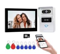 QttyElok Sistema de Videoportero WiFi 2 Hilos, 1080P HD Timbre de Video Cámara y Monitor, Pantalla Táctil de 7 Pulgadas, Visión Nocturna, Desbloqueo Mediante Tuya App/Tarjeta RFID