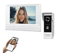QttyElok Videoportero WiFi 4 Hilos, 1080P HD Timbre con Cámara Sistema de Intercomunicación con 7 zoll Monitor, Versión Nocturna, Audio Bidireccional, Tuya App Desbloqueo Remoto