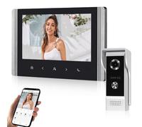 QttyElok WiFi Tuya - Sistema de intercomunicación inteligente de video para el hogar, cámara de timbre de video HD 1080P con monitor, pantalla IPS LCD a color de 7 pulgadas, audio de 2 vías, grabación