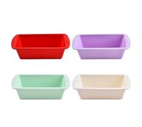 Qtuie 4 moldes de silicona para hornear pequeños, 20 x 9,5 x 5,5 cm, molde para tartas, molde rectangular para tartas, molde para pan tostado, moldes de silicona Airfryer para hornear accesorios