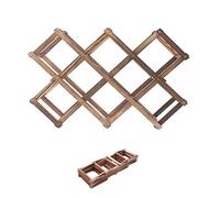 Qtuie Botellero de madera para 10 botellas, soporte para botellas de vino, soporte plegable para botellas de vino y champán, botellero para bar, salón, cocina