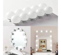 Qtuie Luci da Specchio 10 LED Luci per Specchio da Trucco 3 Colore Make up Bulbi Lampadina di Hollywood Regolabili Lampada Trucco Luce per Truccarsi Luci da Specchio per Trucco Specchio Cosmetico (10)