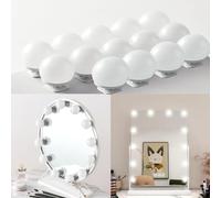 Qtuie Luci da Specchio 14 LED Luci per Specchio da Trucco 3 Colore Make up Bulbi Lampadina di Hollywood Regolabili Lampada Trucco Luce per Truccarsi Luci da Specchio per Trucco Specchio Cosmetico (14)