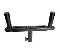 QTX Adaptador de Soporte de Altavoz Doble Ajustable de 35 mm con extensión máxima de 490 mm y Capacidad de Carga de 20 kg por Soporte, construcción de Acero Duradero, Acabado Negro