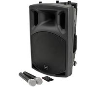qtx QX12PA Plus - Sistema PA portátil Completo | 2 micrófonos inalámbricos UHF y Reproductor Multimedia conectividad USB/SD/FM/Bluetooth, Negro, 12 Pulgadas