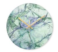 QTYQWC 12 Pulgadas Color de mármol nórdico Reloj Digital de Vidrio Templado Relojes de Arte del Dormitorio Personalidad Reloj de Pared (Negro)
