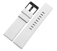 QTYQWC 22 mm 24 mm 26 mm 28 mm 30 mm Banda de reloj de cuero genuina para diesel DZ7259 DZ7256 DZ7265 Coreza de reloj (color: Blanco blanco, tamaño: 28 mm)