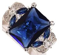 QTYQWC Anillo de Compromiso Nupcial de Plata 925 con tanzanita Natural de 4 Quilates, tamaño 6-10