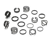 QTYQWC Anillo de personalidad de aleación negra RETRO RETRO RETRO Combinación Combinación de un anillo de articulación