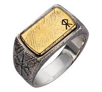 QTYQWC Anillo de runas de Plata de Ley 925 de Dos Tonos con brújula vikinga grabada Vegvisir y Martillo de Thor Mjolnir para Hombres y Mujeres Abierto Ajustable