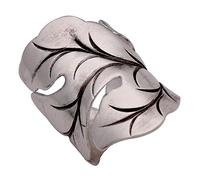 QTYQWC Anillo Grande de Plata de Ley 925 con Forma de Hoja, Anillo Ancho, joyería Hecha a Mano para Hombres y Mujeres, 28mm, Abierto Ajustable