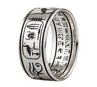 QTYQWC Anillo Retro de Plata de Ley 925 con jeroglíficos egipcios, Ojo de Horus, Anubis, esfinge, Cruz Ankh, Escarabajo, faraón, Sol, para Hombres y Mujeres, Talla 7-13
