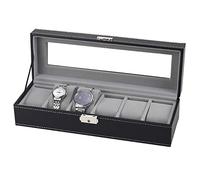 QTYQWC Caja de reloj Caja de joyería lacada de madera mate Caja de reloj de 6 dígitos Caja de embalaje de madera de alta calidad para hombres y mujeres