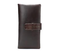 QTYQWC Cartera Larga con Cremallera para Hombre, Estilo Vintage de Piel de Vaca, Tipo sobre, para teléfono, Tarjetero, 100% Piel auténtica (B, 19 x 9 cm)