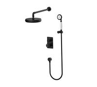 QTYQWC Combo de Ducha de Estilo Industrial Juego de Ducha de baño montada en la Pared Juego de Grifo con Ducha de Acero Inoxidable, Ducha de Mano, Negro A